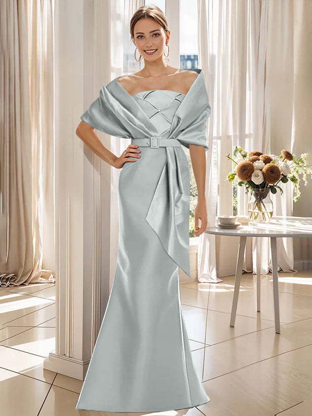 Trumpet 2 Pieces Floor-Length Mother of the Bride & Groom Dresses with Wrap