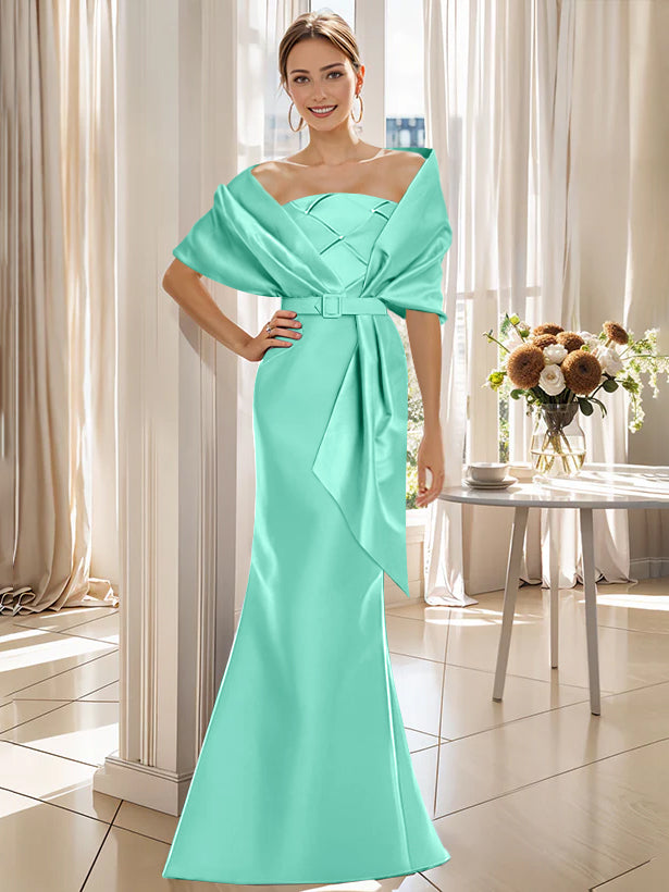 Trumpet 2 Pieces Floor-Length Mother of the Bride & Groom Dresses with Wrap