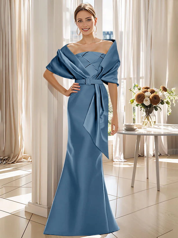 Trumpet 2 Pieces Floor-Length Mother of the Bride & Groom Dresses with Wrap