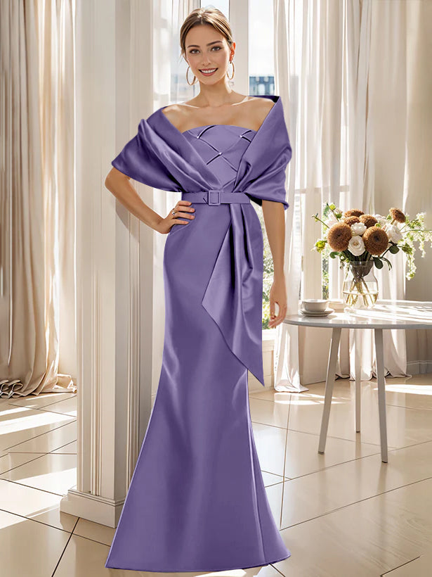 Trumpet 2 Pieces Floor-Length Mother of the Bride & Groom Dresses with Wrap