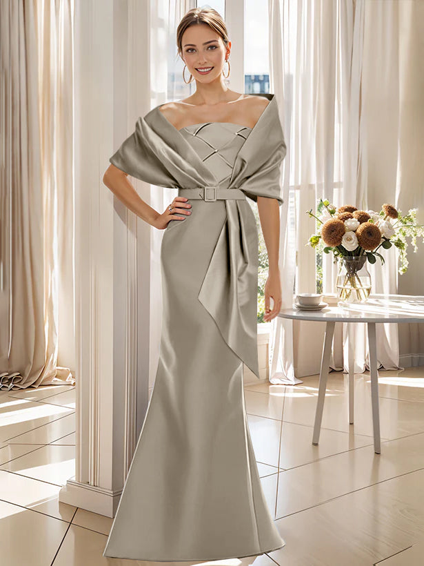 Trumpet 2 Pieces Floor-Length Mother of the Bride & Groom Dresses with Wrap