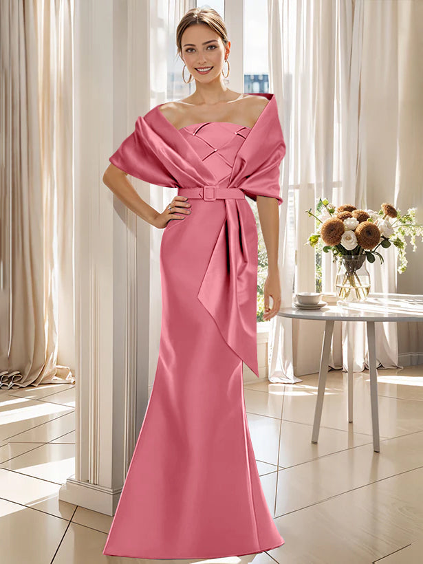 Trumpet 2 Pieces Floor-Length Mother of the Bride & Groom Dresses with Wrap