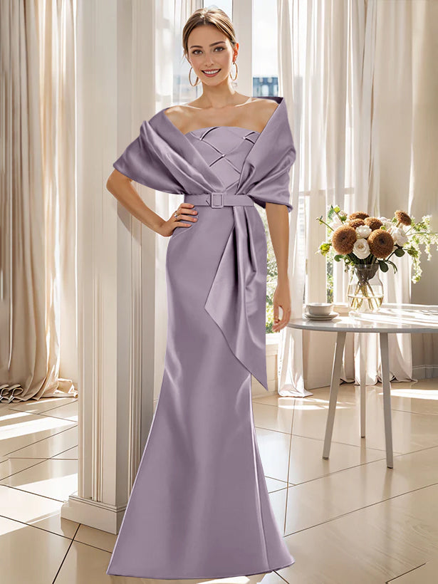 Trumpet 2 Pieces Floor-Length Mother of the Bride & Groom Dresses with Wrap