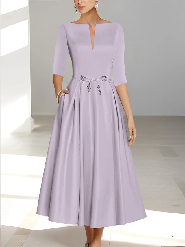 A-Line/Princess Half Sleeves Ankle Length Mother Of The Bride Dresses & Groom With Pockets