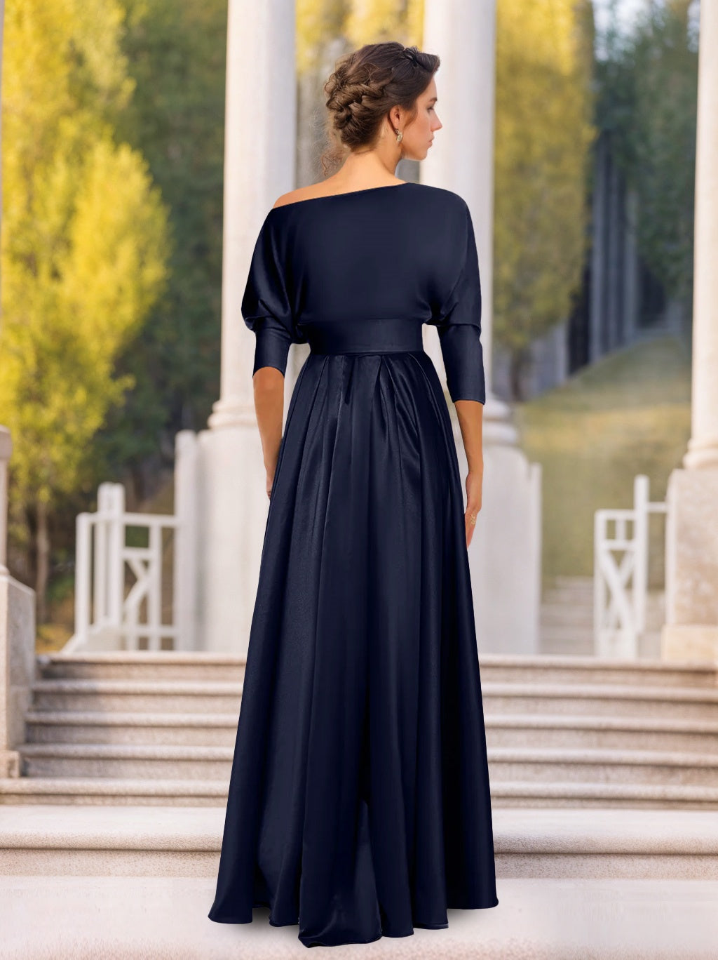 A-Line/Princess One-Shoulder 3/4 Sleeves Asymmetrical Mother of the Bride & Groom Dresses
