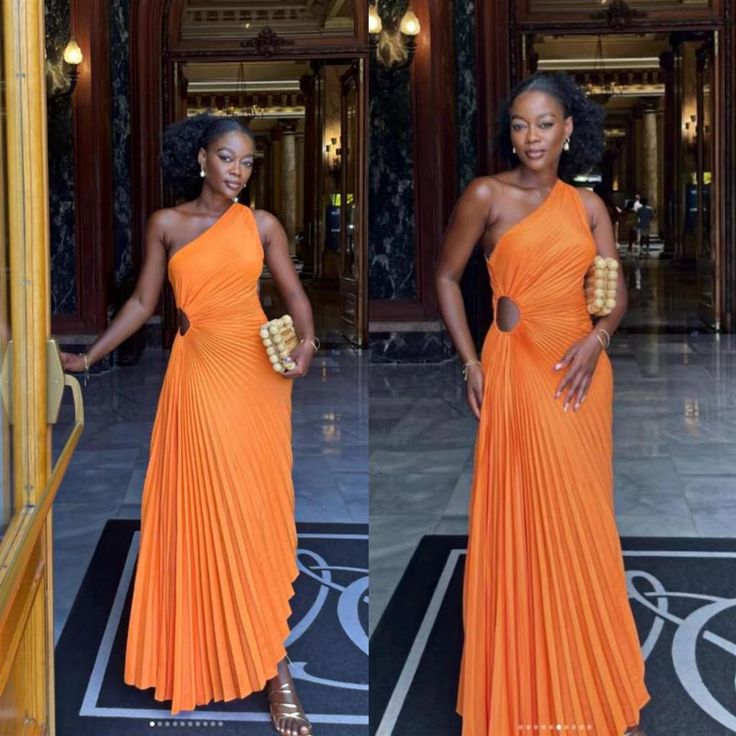 Vestido de fiesta naranja de un solo hombro, vestido de noche para graduación, hecho a medida fg7459