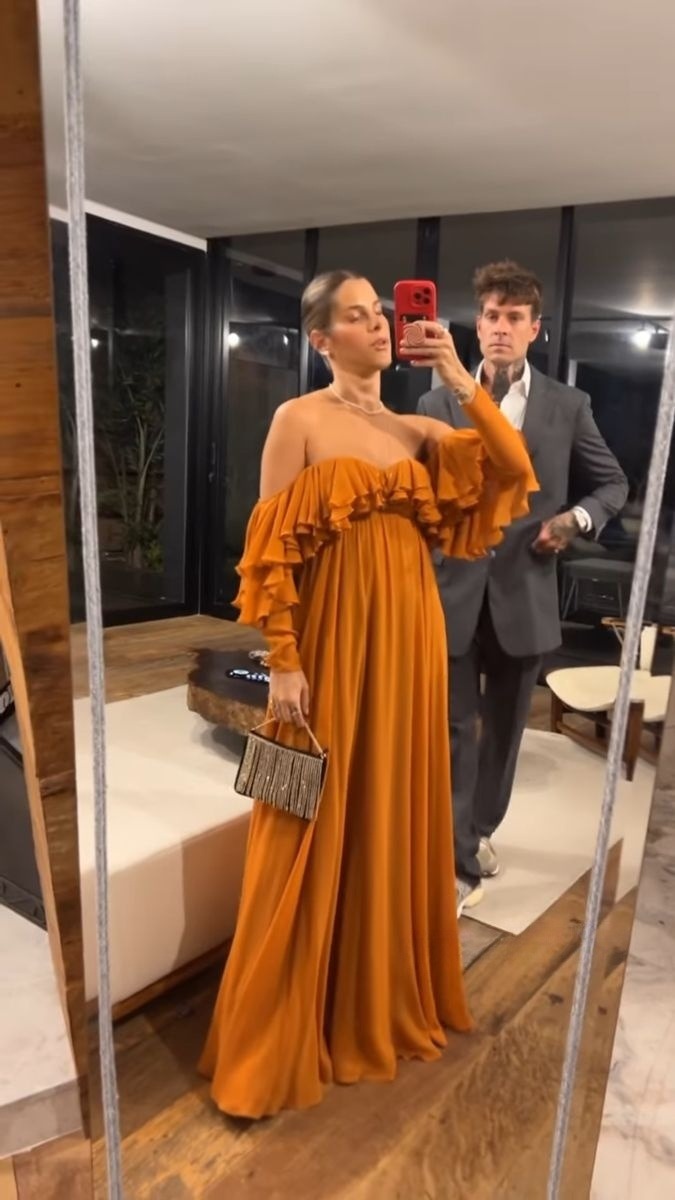 Vestidos de noche de gasa clásicos con volantes y corte en A, vestidos de fiesta largos fg7465