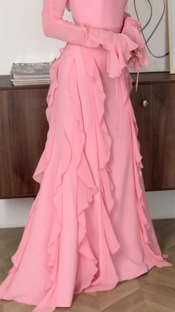 Vestido informal de gasa con volantes para mujer, vestido de fiesta largo fg7442