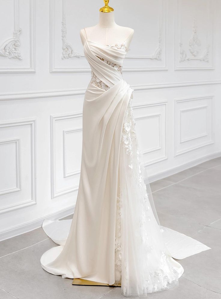 Vestido de novia de encaje blanco de corte A para fiesta de cumpleaños fg7279
