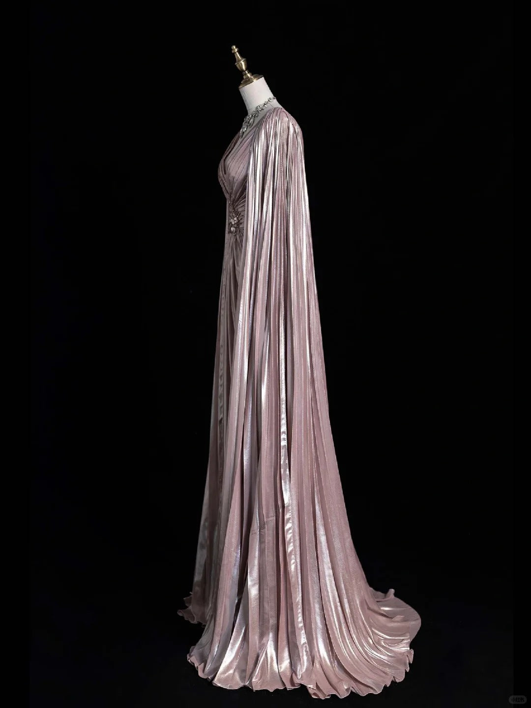 Vestido de fiesta de noche de lujo de corte A, manga larga, escote en V, brillante, hecho a medida, fg7452