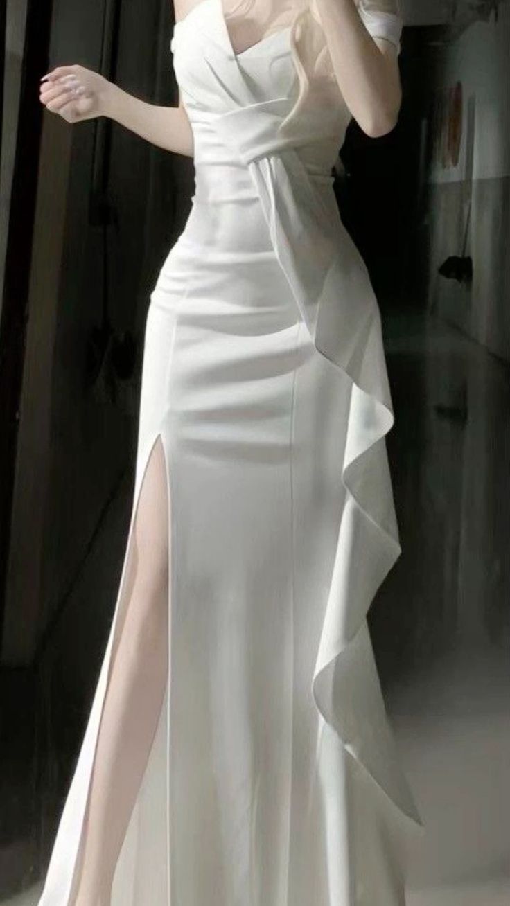 Vestido de fiesta de graduación sencillo blanco Vestido de noche formal largo fg7483