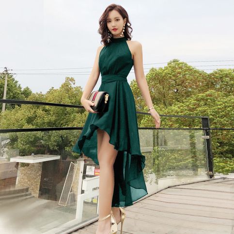 Vestido de fiesta corto de gasa verde Vestido de regreso a casa fg5988