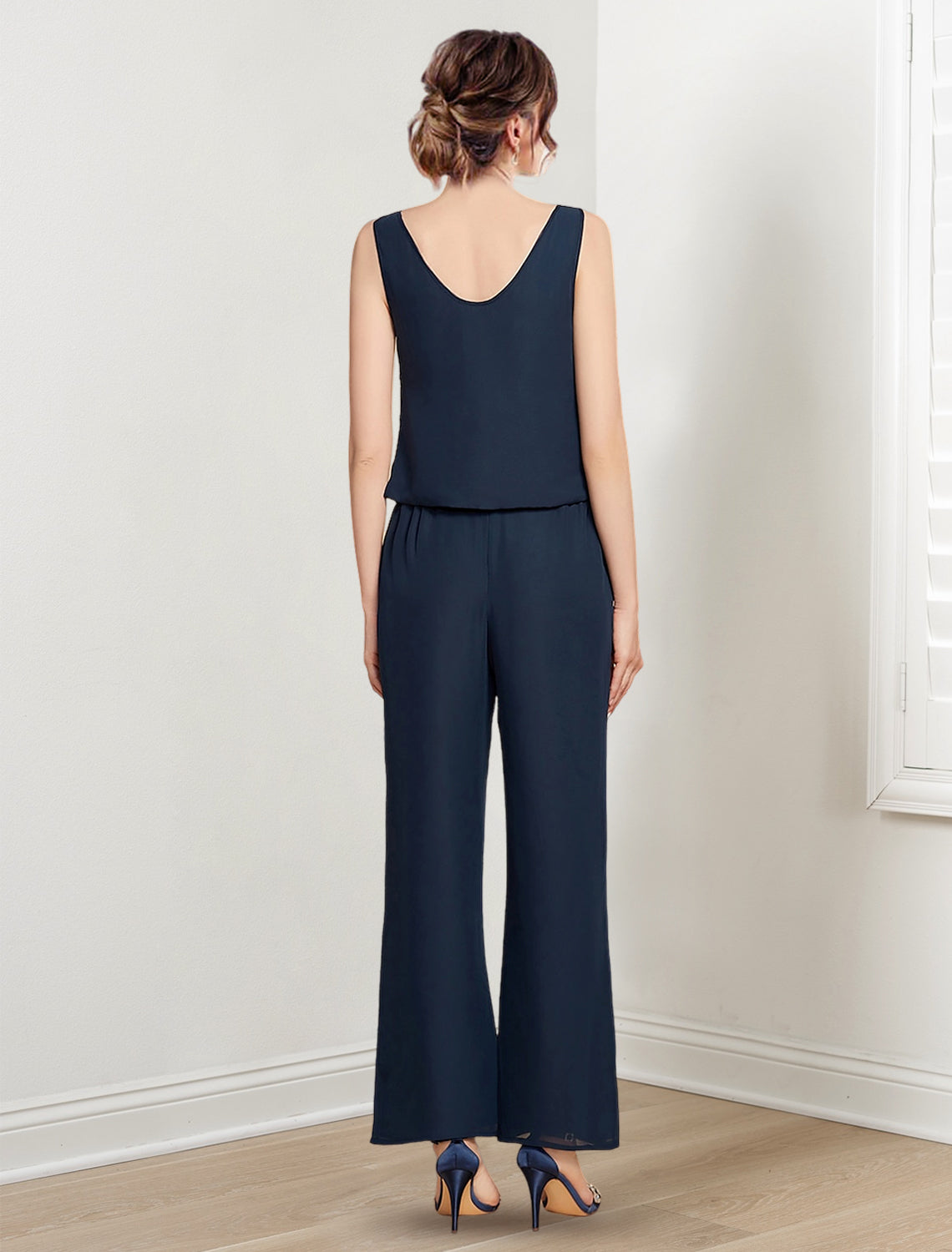 Chiffon Scoop Mother of the Bride Pantsuits with Jacket