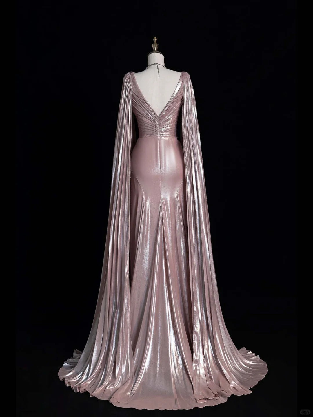 Vestido de fiesta de noche de lujo de corte A, manga larga, escote en V, brillante, hecho a medida, fg7452