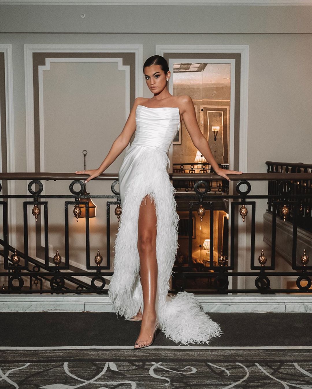 Hermoso vestido de fiesta sin mangas, vestido formal blanco fg1404