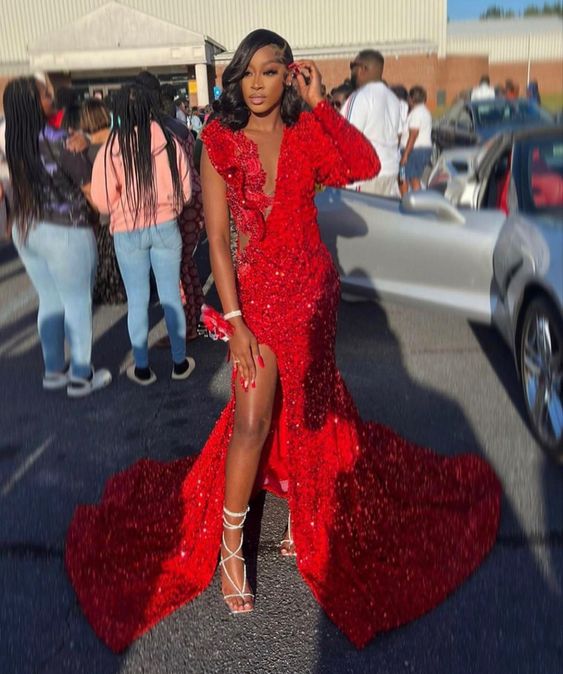 2023 Mermaid Long Red Prom Dresses Party Dress fg3146