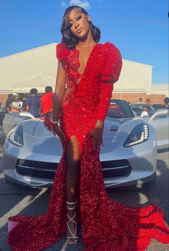 2023 Mermaid Long Red Prom Dresses Party Dress fg3146