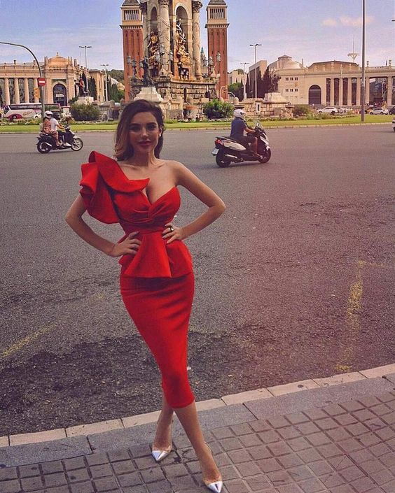 Vestido rojo de fiesta, vestido de fiesta encantador fg1396