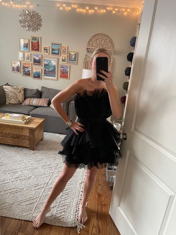 Vestido de fiesta negro, vestido de fiesta encantador fg1408