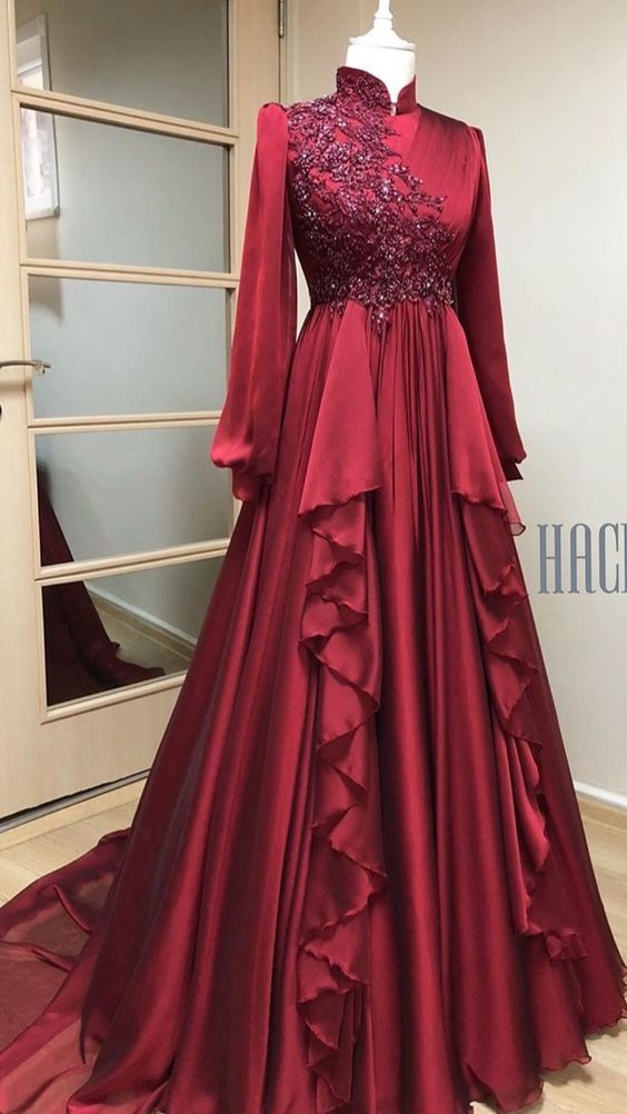 Vestidos de fiesta burdeos, vestidos de noche formales fg1743
