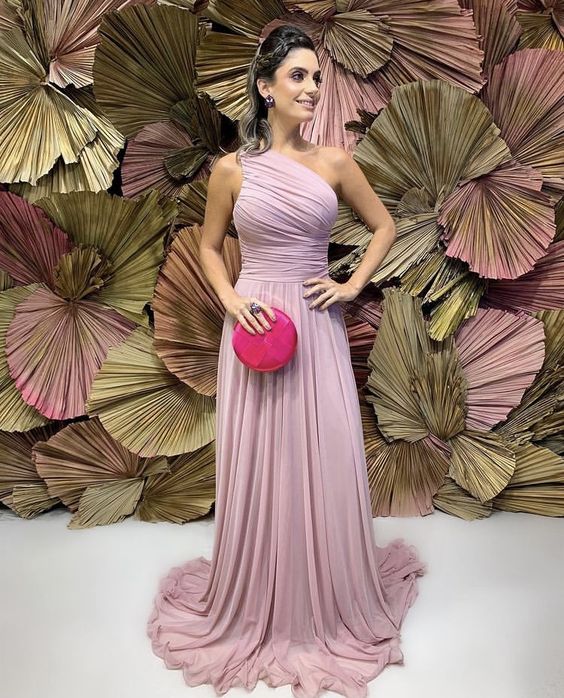 Vestido de fiesta elegante de color rosa con corte A para mujer fg1704