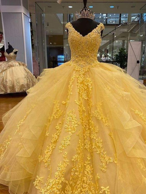 Beautiful Yellow Long Formal Gown,Ball Gown Party Dresses Evening Dresses fg2093