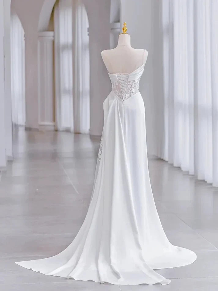 Vestido de novia de encaje blanco de corte A para fiesta de cumpleaños fg7279