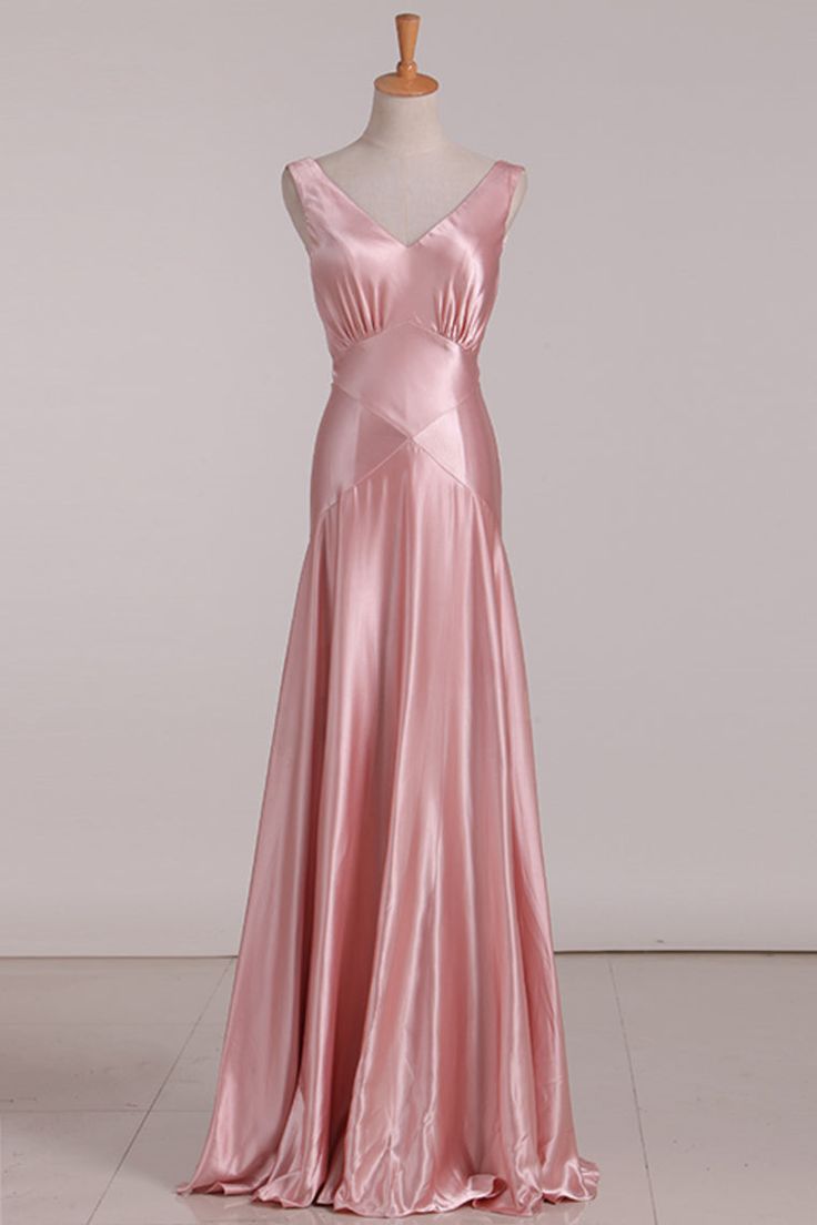 V-Neck Pink Tie Back Mermaid Bridesmaid Dress fg5003