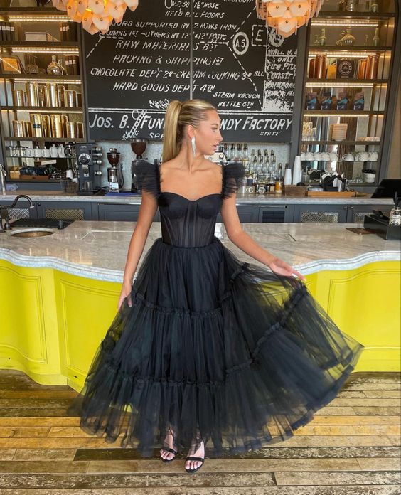 Vestido de fiesta negro, vestido de noche fg3180