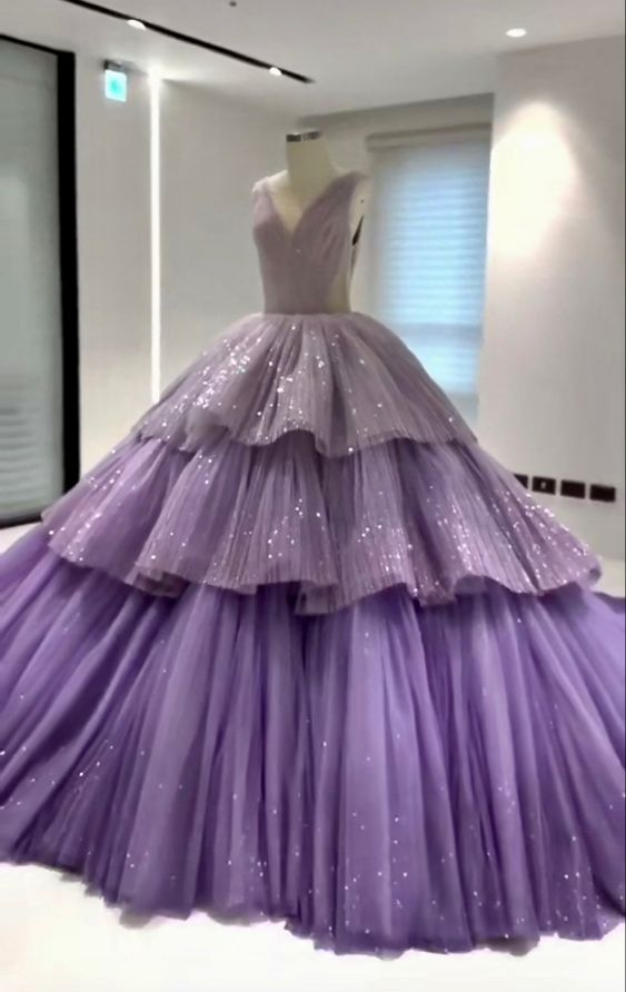 A Line Ball Gown Gorgeous Dresses, Sparkly Tulle Dress, Formal Dresses,Tiered Ruffles Classy Celebrity Dress fg4959