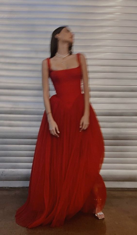 Elegant Red Straps A-line Prom Dress,A-line Prom Gown fg4868