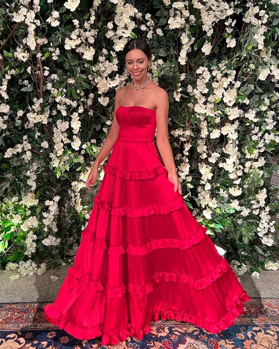 A-line Red Prom Dress, Formal Gown Long Prom Dresses fg4948