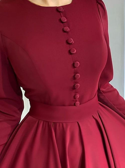 A-Line Dark Red Prom Dress Simple Elegant Dress fg3566