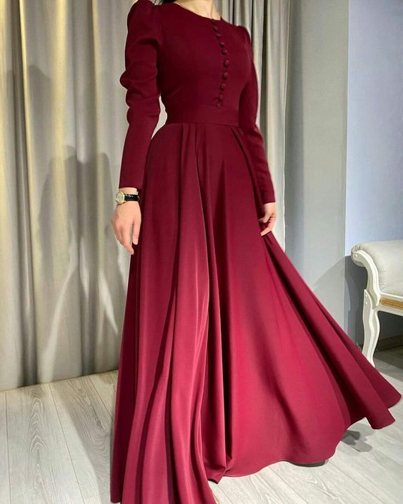 A-Line Dark Red Prom Dress Simple Elegant Dress fg3566