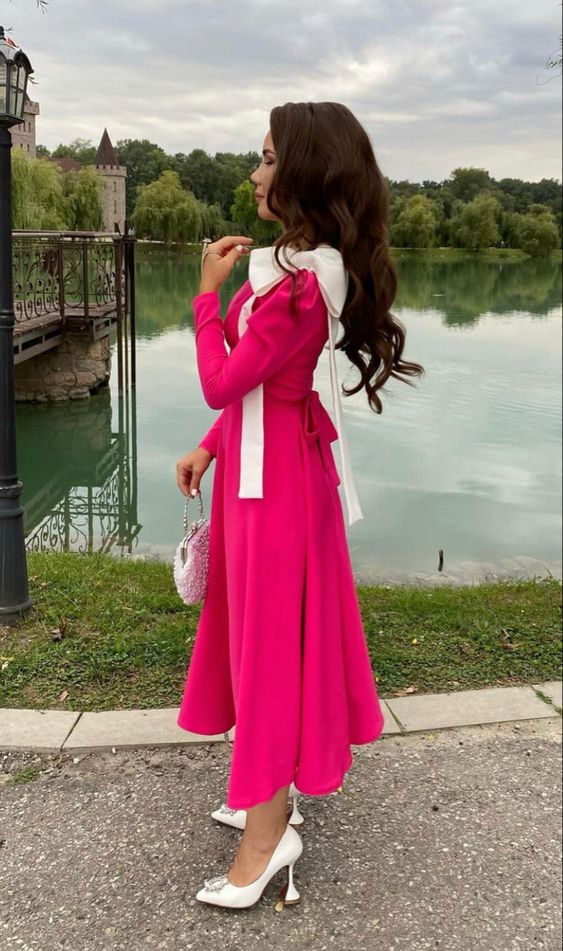Hot Pink a line Party Prom Dresses with BowKnot fg2518