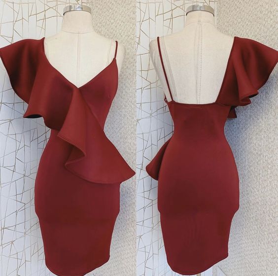 Dark Red Homecoming Party Dress fg4036