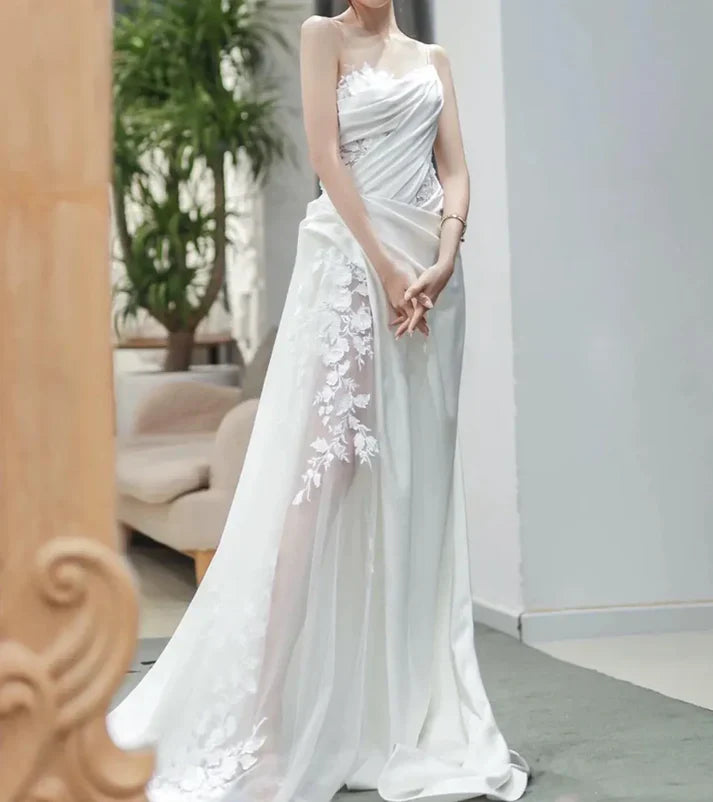 Vestido de novia de encaje blanco de corte A para fiesta de cumpleaños fg7279