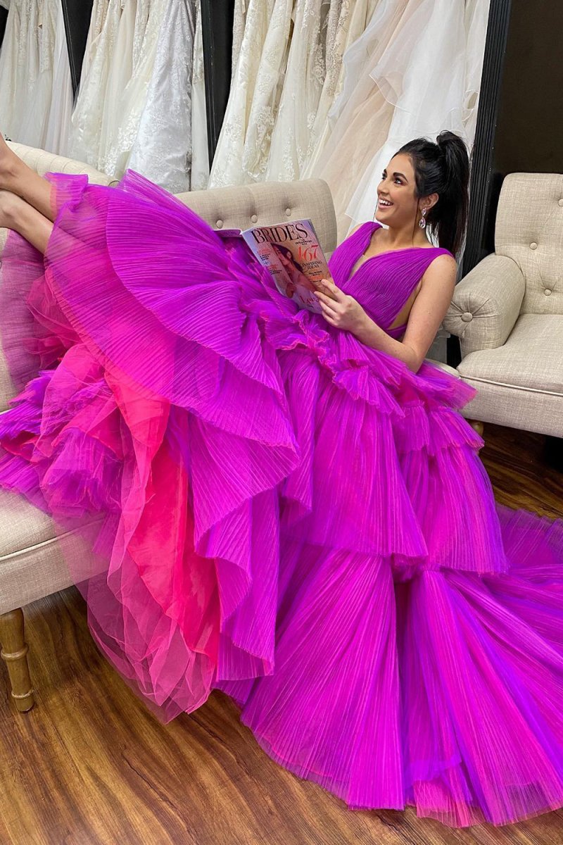 Giana | Vestido de fiesta de tul con escote en V y corte en A