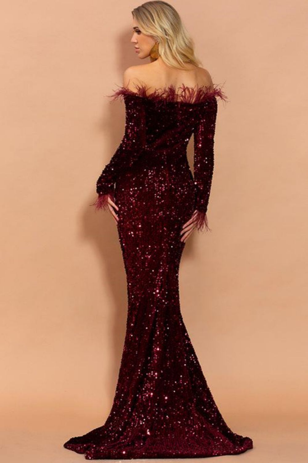 Mermaid Sweep Train Of The Shoulder Prom Dress With Sequins