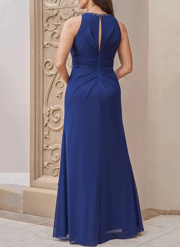 A-Line/Princess Scoop Neck Sleeveless Floor-Length Mother of the Bride Dresses with Sash