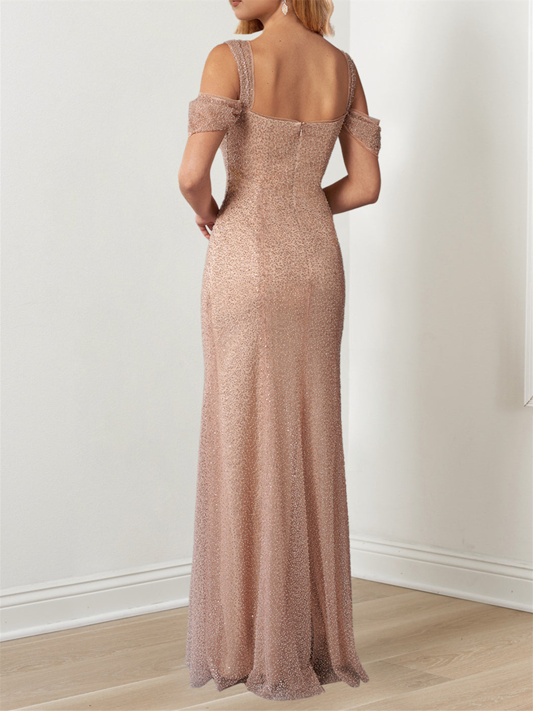 A-Line/Princess Off-the-Shoulder Draped Sleeves Evening Dresses