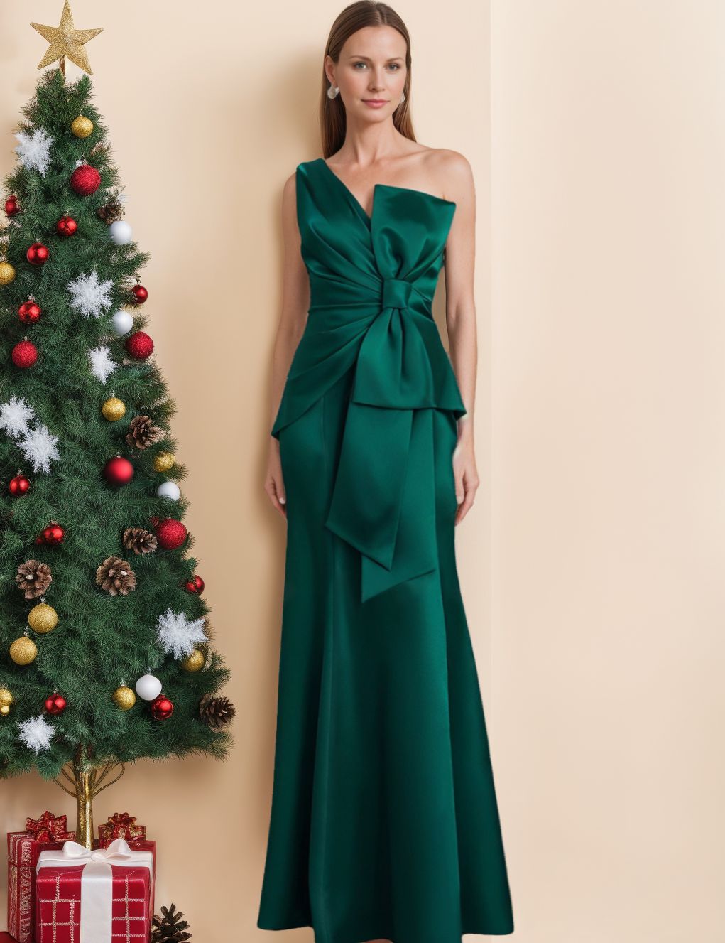 Sheath/Column Satin Floor Length Sleeveless One-Shoulder Bow(s) Mother of the Bride Dresses