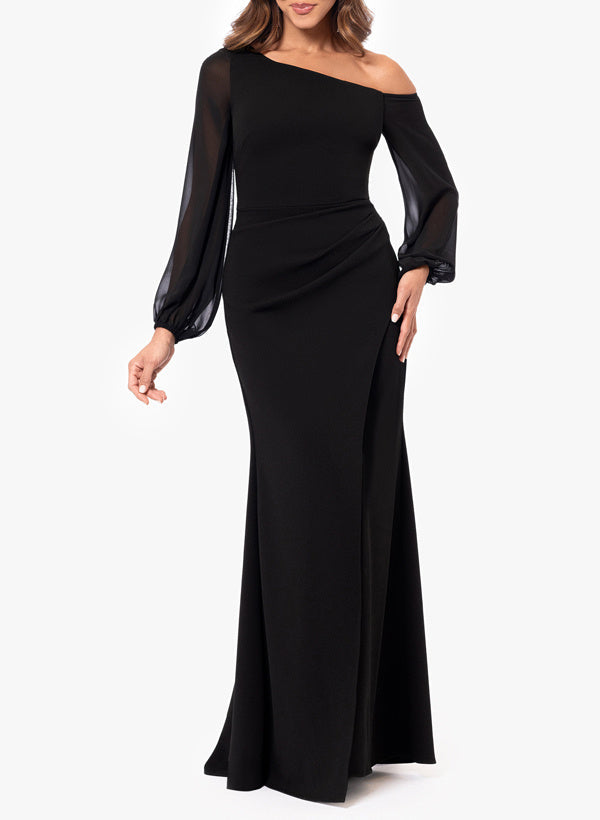 Trumpet/Mermaid Asymmetrical Floor Length One Shoulder Long Sleeves Mother Of The Bride Dresses Chiffon