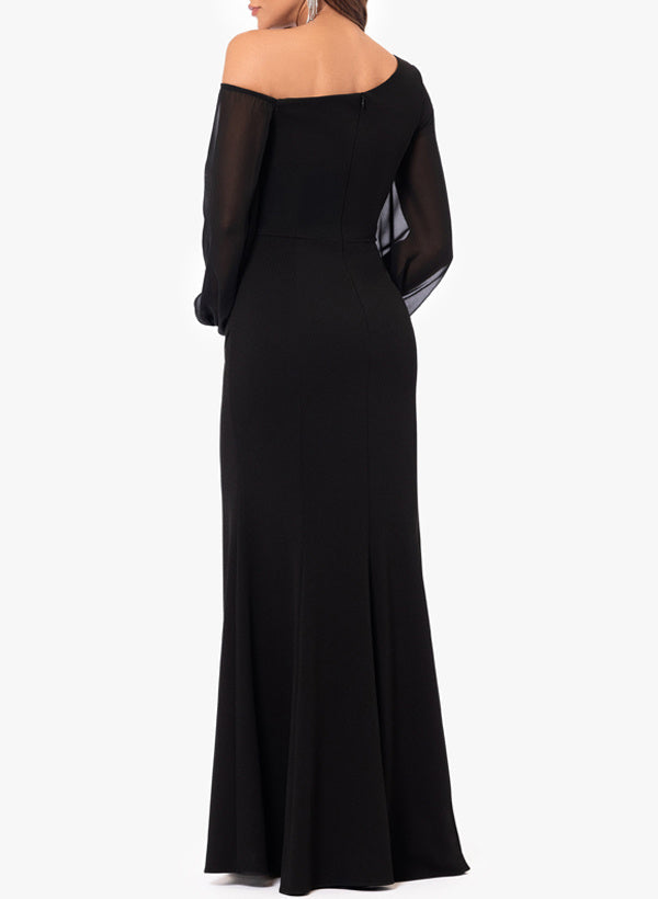 Trumpet/Mermaid Asymmetrical Floor Length One Shoulder Long Sleeves Mother Of The Bride Dresses Chiffon