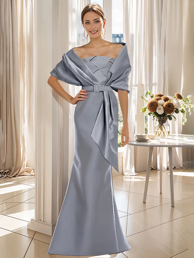 Trumpet 2 Pieces Floor-Length Mother of the Bride & Groom Dresses with Wrap