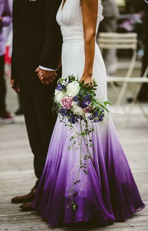 Vestido de fiesta formal con escote en V y degradado, vestido de novia de corte A, vestido de fiesta fg1772