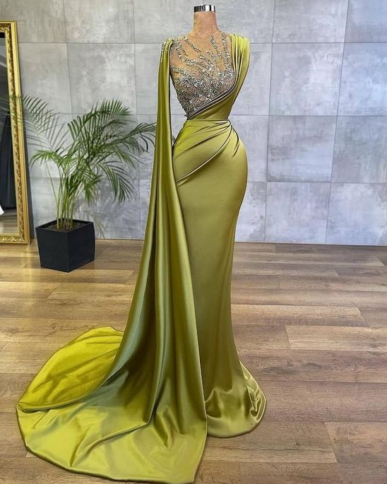 vestido formal de lujo, vestido de noche con cuentas, vestido de noche verde esmeralda, vestidos de fiesta de sirena fg1149