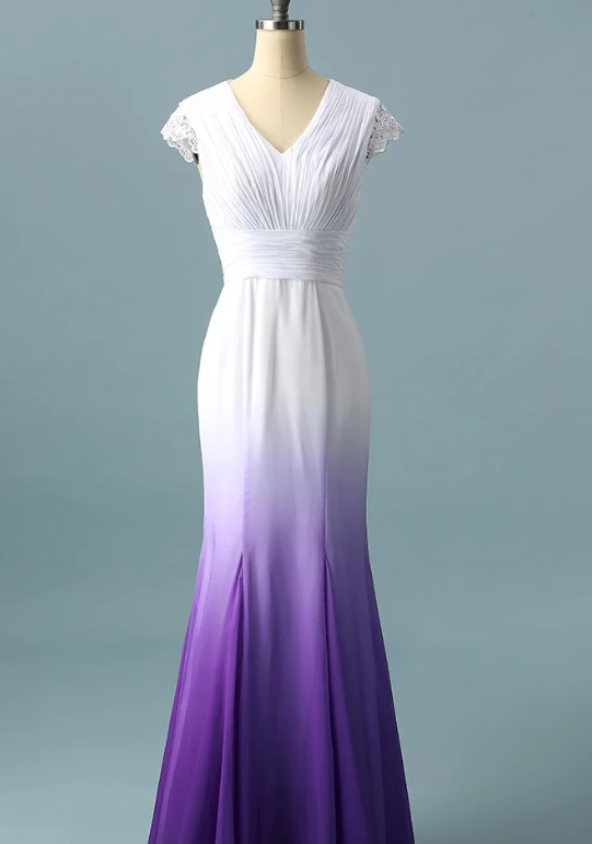 Vestido de fiesta formal con escote en V y degradado, vestido de novia de corte A, vestido de fiesta fg1772