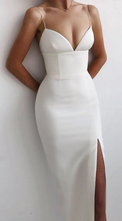 Vestido de fiesta sencillo con tirantes finos en negro, azul real, rosa, blanco y rojo fg1080