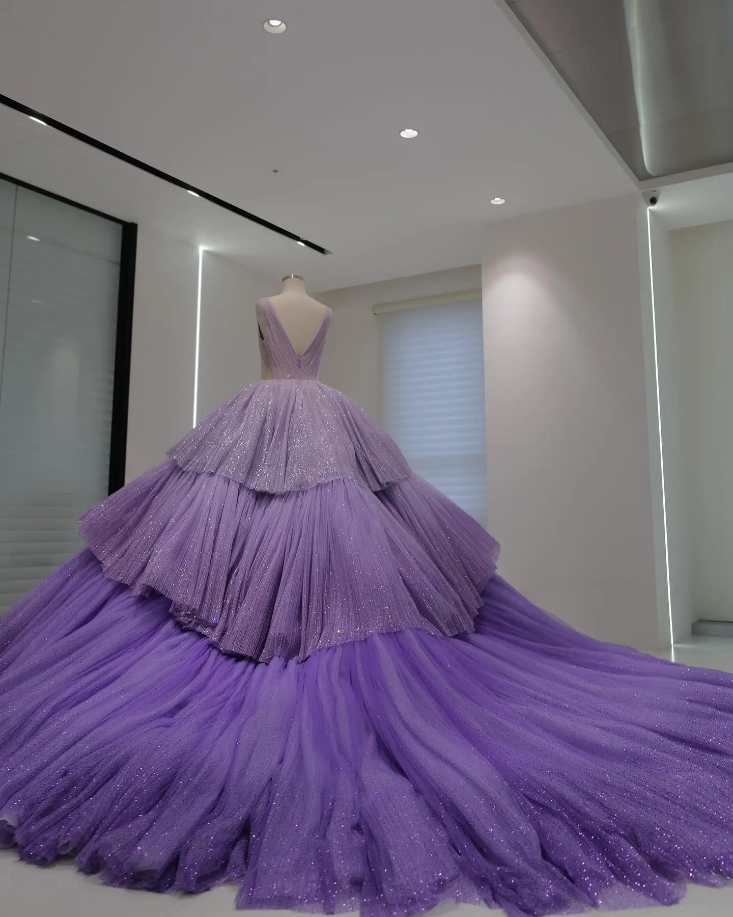 A Line Ball Gown Gorgeous Dresses, Sparkly Tulle Dress, Formal Dresses,Tiered Ruffles Classy Celebrity Dress fg4959